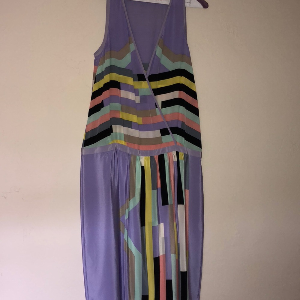 Tibi purple print dress size medium